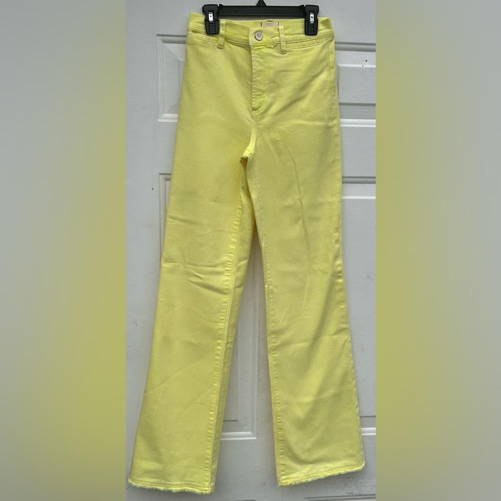 Alice+Olivia Pastel Yellow Straight Leg Jeans